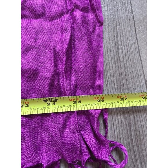 Purple Pashmina Shawl Wrap 100% Cashmere With Fringe - Picture 4 of 4